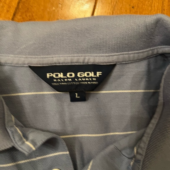 Polo Golf By Ralph Lauren Blue & White Polo Shirt Short Sleeve Collared Sz Large - Picture 2 of 5